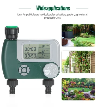 

Programmable Digital Hose Faucet Timer Operated Automatic Watering Sprinkler System Irrigation Controller with 2 Outlet