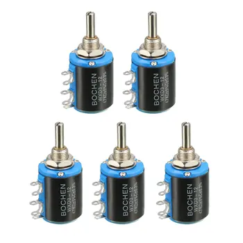 

uxcell 4.7K Ohm Adjustable Resistors Wire Wound Multi Turn Precision Potentiometer Pots 5pcs