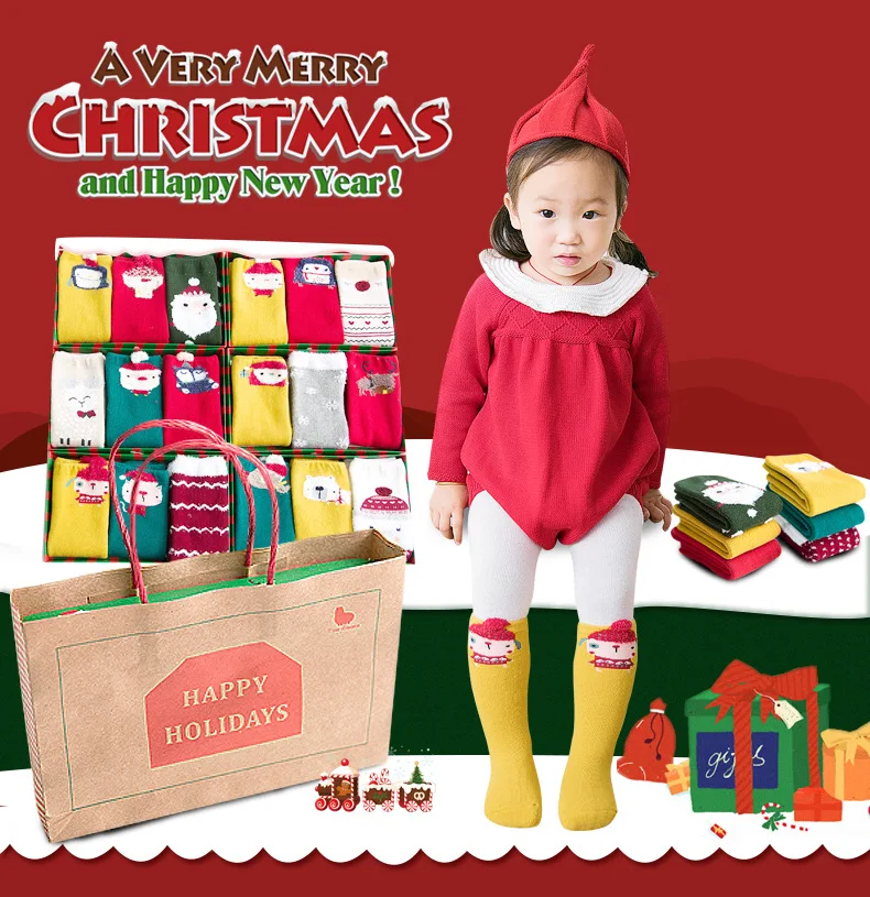 3 пар/кор. 26 см 18 новая зимняя одежда на Рождество три пары носков из махровой ткани Подарочная коробка один размер-с Портативный Сумка носки