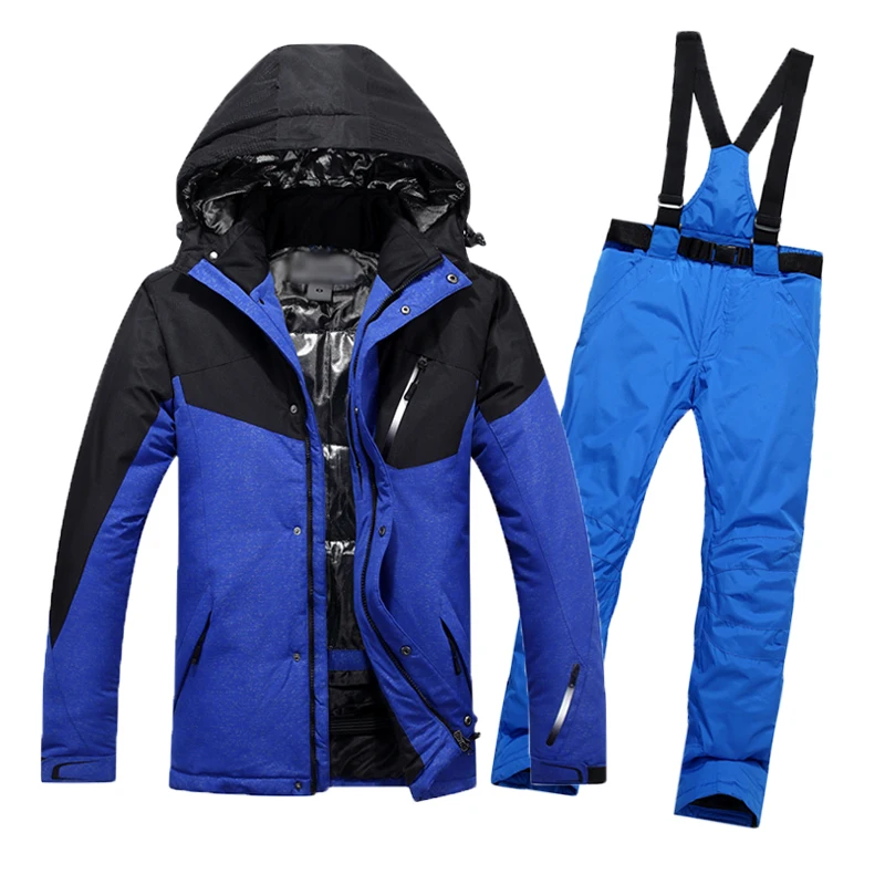 Лыжный костюм для мужчин, новинка, водонепроницаемая теплая куртка для сноуборда+ штаны, мужской комплект зимней одежды для катания на горных лыжах и сноуборде