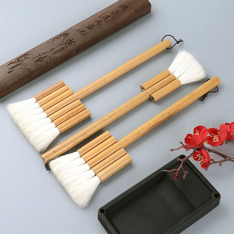 Professionale Di Arte Singolo Canna Di Bambù Penna Fila Spazzola Larghezza Di Lana Di Capelli Pennello Composto Da Pavimenta Asta Di Colore Di Fondo S