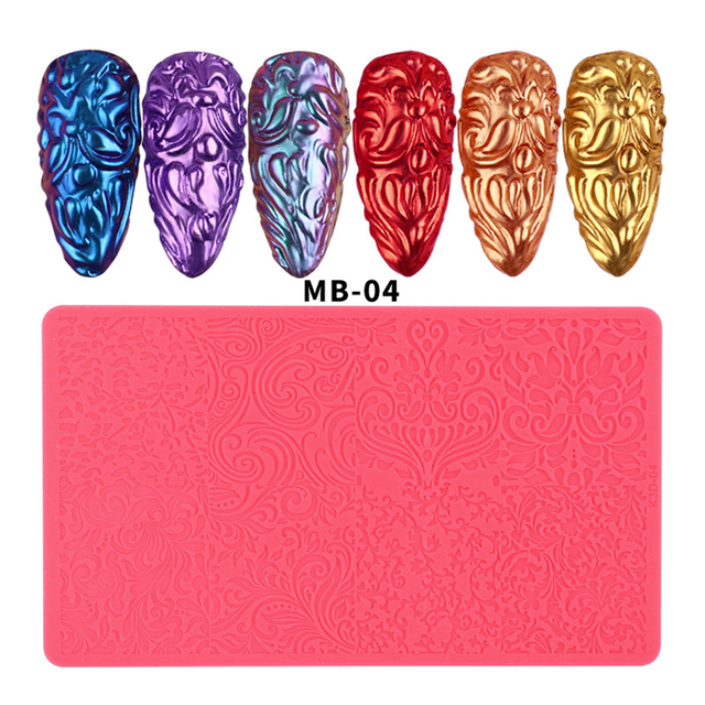 Soft Silicone Nail Art Mold Set Sculpture Decoration Creative Painting Carved Soak Off Polish Flowers Design Modeling Tool