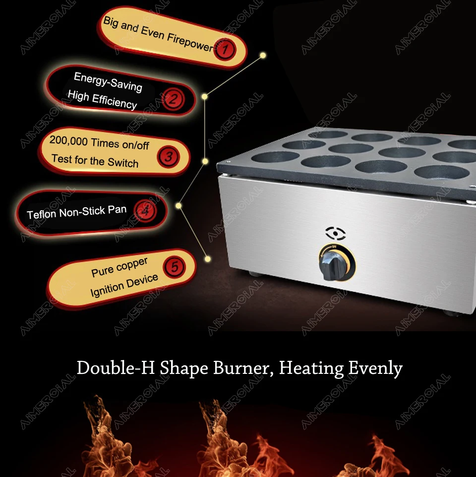 FY06R Gas commercial Egg Hamburger Pie Non stick Red Bean Cake machine Stailess Steel Dorayaki cake maker pan