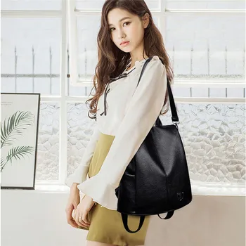 

Outdoor Backpack Female Women PU Leather Backpack Bag Anti Theft High Quality Softback Urban Fashion Backpacks