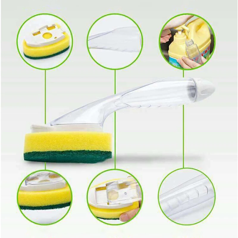 SOLEDI пластик+ губка автоматически дезинфицирующая щетка для очистки Бытовая Посуда прочный инструмент для уборки дома