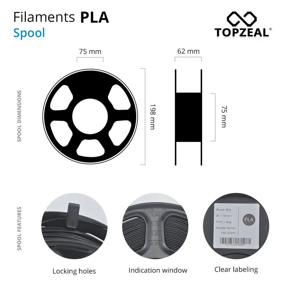 1.75 mm Dimensional Accuracy 1 kg Spool TIANSE White PLA 3D Printer Filament 
