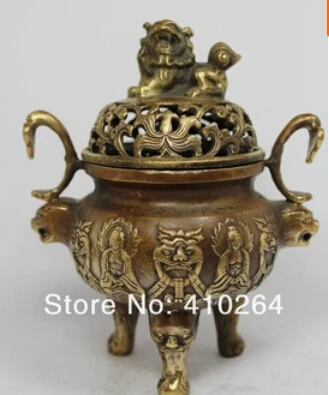 FREE Shipping CHINESE HANDWORK DRAGON KIRIN OLD COPPER INCENSE BURNER Bronze statue |