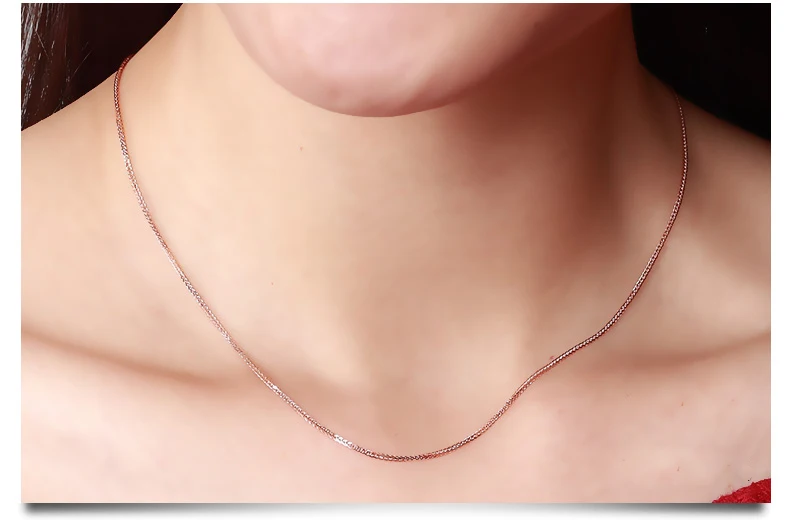 18k rose gold Свадебное подлинное чистое 18 k золотое ювелирное ожерелье, свадебное ожерелье со звеньями, подарок для мужчин и женщин 18 дюймов - Цвет камня: 18k rose gold