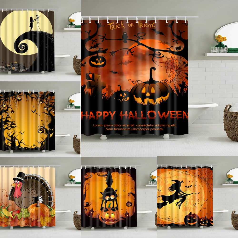 Мультяшная занавеска для душа в виде тыквы на Хэллоуин s ванной экран Toliet