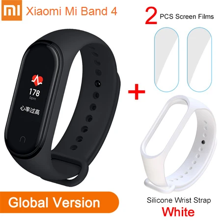 Xiaomi mi Band 4 Global language mi Band 3 фитнес-браслет AMOLED цветной экран 50 м Swi mi ng водонепроницаемый пульсометр - Цвет: GB Add Sli Strap