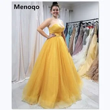 Сексуальное желтое платье из тюля ТРАПЕЦИЕВИДНОЕ длинное вечернее платье без рукавов на шнуровке вечерние платья длиной до пола платья для выпускного вечера