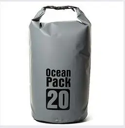 2L-30L Bucket Outdoors Waterproof Backpack Bag  Portable Rafting Diving Dry Bag Sack PVC Swimming Bags for River Trekking gray