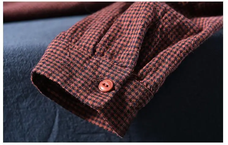 Vintage Cotton Linen Shirts Women's Blouses Plaid Cloths Spring Lapel Collar Long Sleeve Button Casual Shirts AA166S30