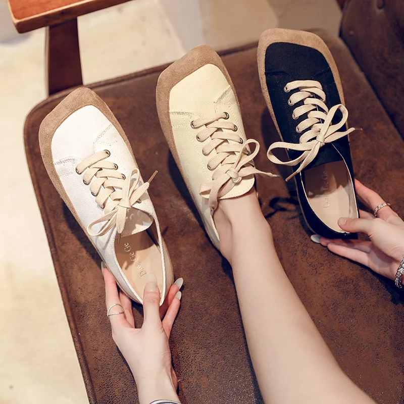 

Casual Woman Platform Shoes Square Toe Dress Flats Women Elegant Autumn 2019 Fashion Women's Nurse Small New Fall Modis Cross