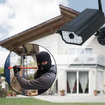 

Solar Power Outdoor Simulation Dummy Camera Waterproof Security CCTV Surveillance LED Street Wall Light