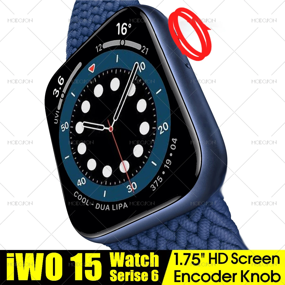 Смарт часы MODOSON iwo 15 Series 6 Bluetooth 1 75 дюйма термометр ЭКГ новинка W56 PK 13 14 16 для Apple