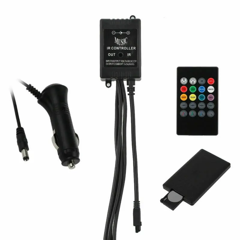 7 цветов RGB 5050 SMD светодиодный неоновый светильник для салона автомобиля, музыкальный пульт дистанционного управления для освещения салона автомобиля, светодиодный светильник