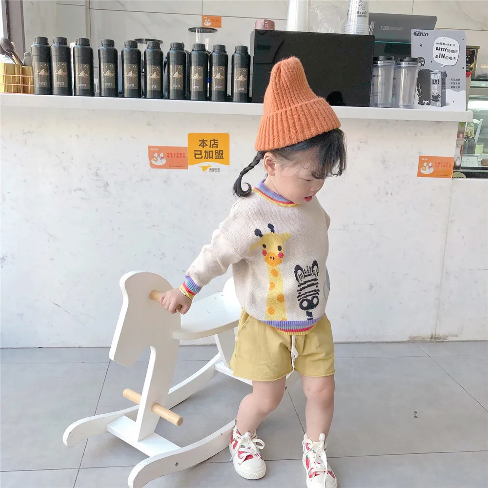 Tonytaobaby/осенне-зимняя одежда новая детская одежда для мальчиков и девочек свитер из чистого хлопка с милыми животными