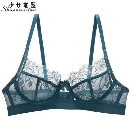 Autumn and Winter Ultra-thin Fully Transparent Sexy Lace Bra Lady Perspective Underwear Black Thin Bra - Цвет: B
