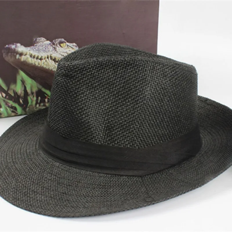 B Джазовая шляпа ковбой Fedora Шляпа Унисекс для женщин и мужчин Модная Летняя Повседневная трендовая пляжная соломенная шляпа - Цвет: B