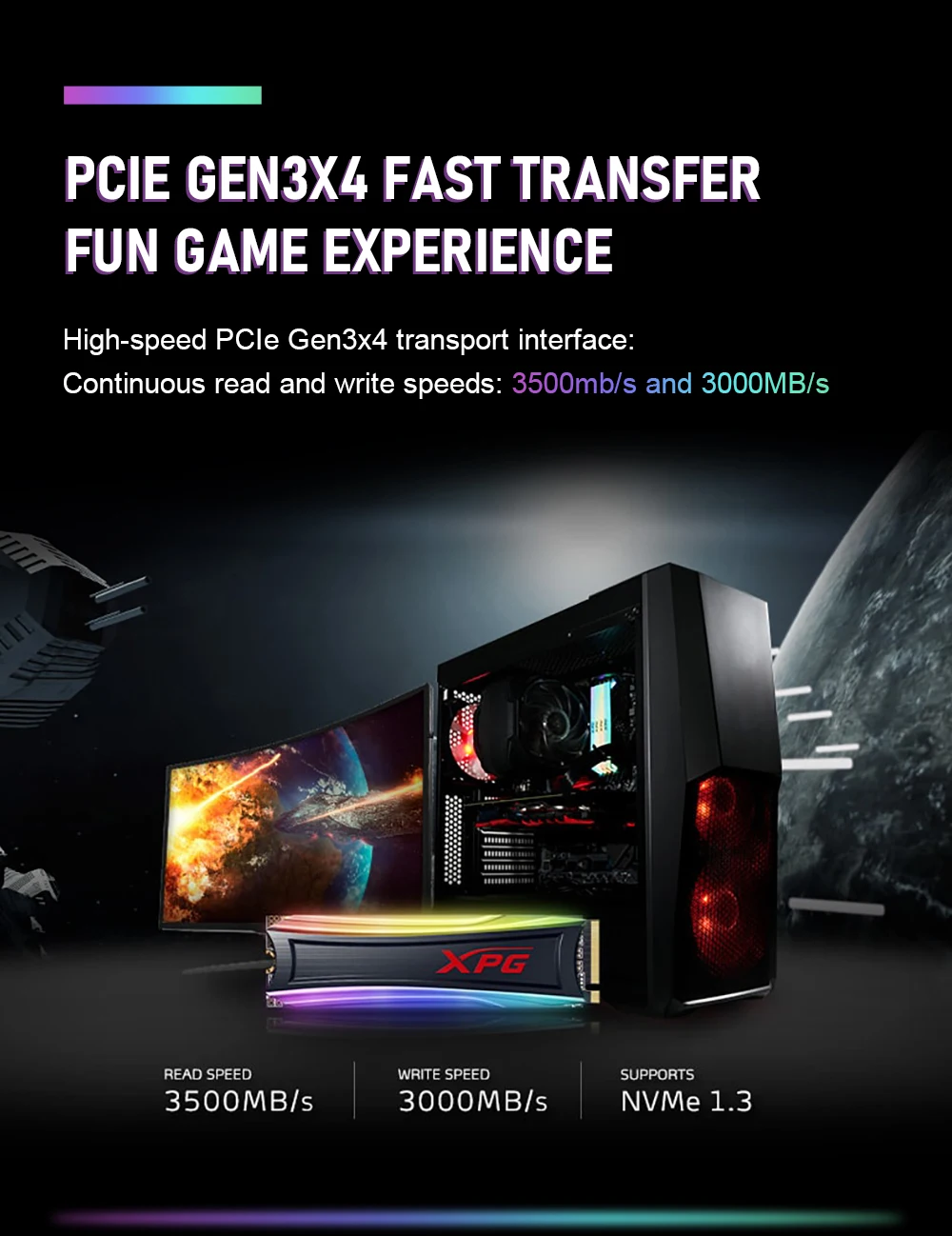 ADATA XPG S40G RGB M.2 2280 внутренний SSD 3D NAND PCIe 256 ГБ 512 ГБ 1 ТБ настраиваемые RGB световые эффекты Gen3x4 NVMe 1,3 для ПК