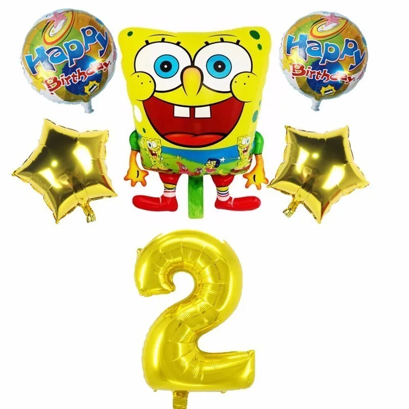 6 шт.; принт: "Губка Боб Квадратные и 32 дюйма количество Фольга воздушные шары День рождения украшения Детские воздушные шары для детского душа поставляет детские игрушки - Цвет: large SpongeBob