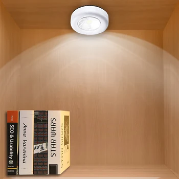 

Cordless COB LED Night Light Easy Sticky Kitchen Light 3W 5W Battery Powered Night Lamp for Cabinet Closet Stairs Press Switch