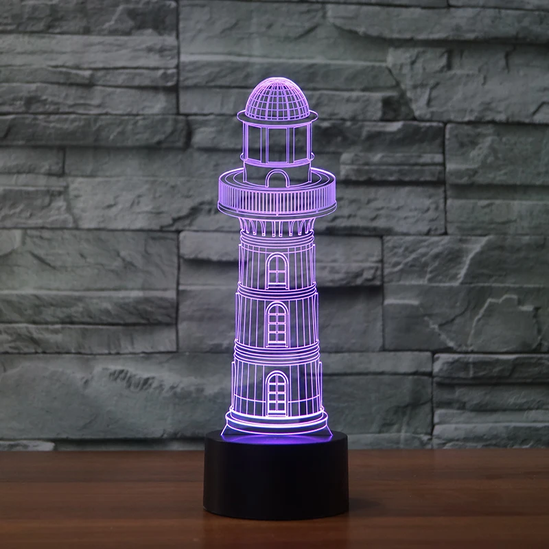Новинка Маяк 3d лампа 7 цветов светодиодный ночник для детей сенсорный Usb стол Lampara
