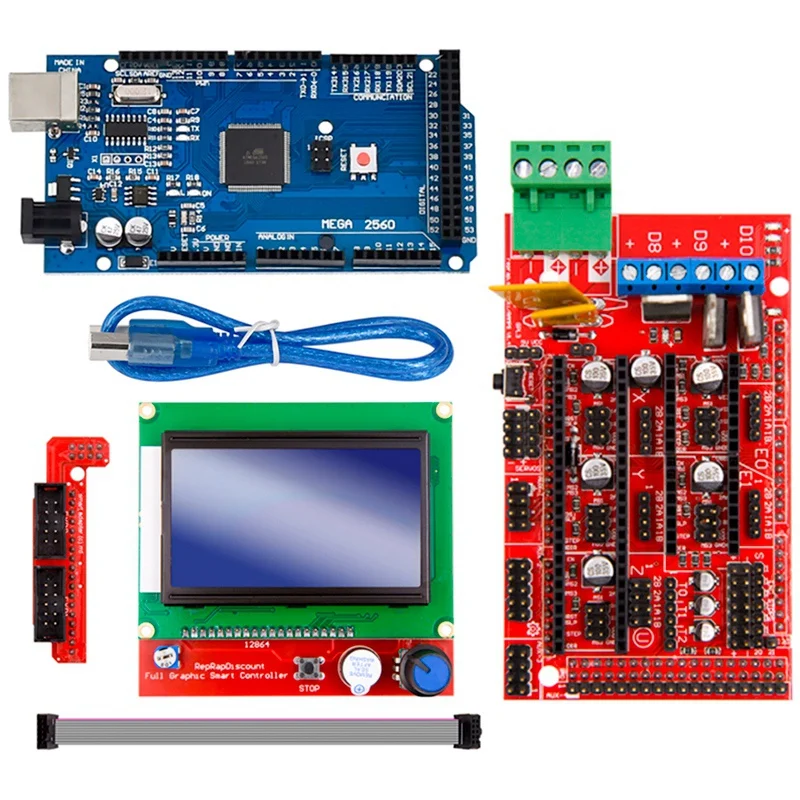 Mega 2560 R3 Mega2560 Rev3+ Ramps 1,4 контроллер+ Ramps1.4 Lcd 12864 Lcd для 3D-принтера комплект