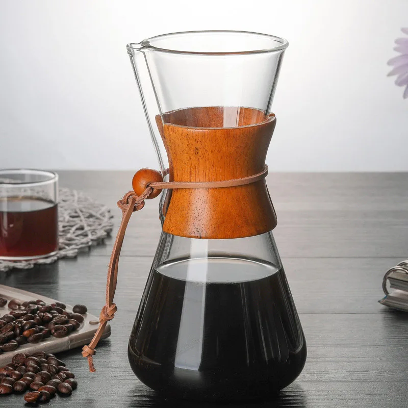 600ml Классический стеклянный кофейник Hario V60 капельница с деревянной ручкой для кофе эспрессо кофеварка капельный чайник бариста инструменты - Цвет: 600ml