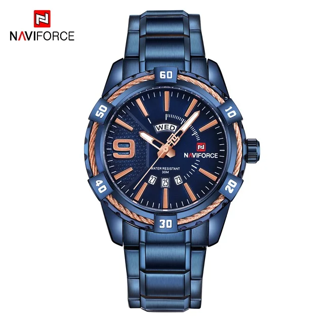 NAVIFORCE мужские часы Топ люксовый бренд аналоговые кварцевые часы мужские модные спортивные наручные часы водонепроницаемые часы с датой Relogio Masculino - Цвет: RGBE