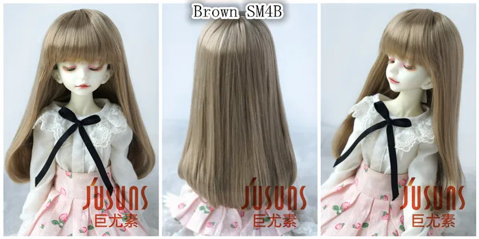 JD319B 1/3 1/4 синтетический мохер BJD кукольные парики Размер 7-8 дюймов 8-9 дюймов длинные кукольные парики с полной челкой аксессуары для куклы