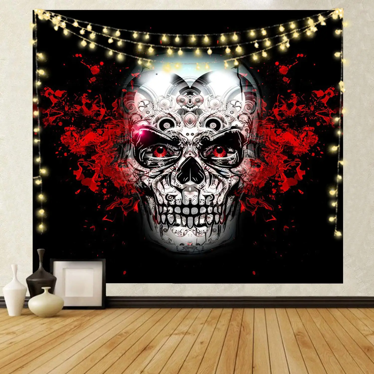 

Large Psychedelic Skull Wall Decor, Hippie Trippy Tapestries for Men Decorations