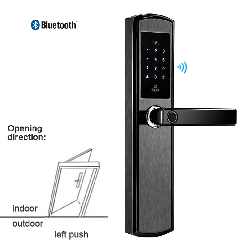 Biometric Fingerprint Wooden Door Lock App Bluetooth Fingerprint Door Lock Password RFID Card Intelligent Stainless Steel Locks - Color: bluetooth