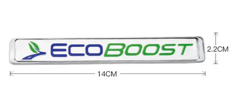 2 шт., автомобильный Стайлинг, 14*2,2 см, металлическая эмблема ECOBOOST, значок на задний багажник, боковые логотипы, наклейки на кузов автомобиля - Цвет: ECOBOOST