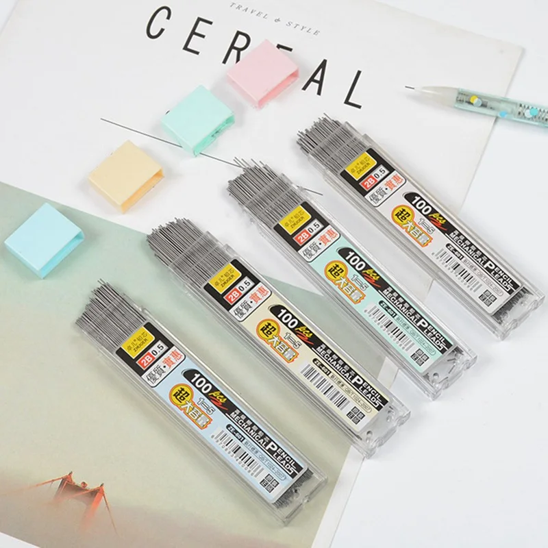 

For 100Pcs/Box Graphite Lead 2B Mechanical Pencil Refill Plastic Automatic replace Pencil Lead 0.5/0.7 Promotion