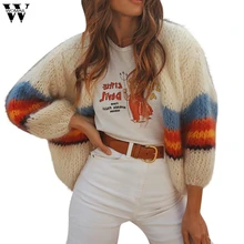 Свитера женские invierno Модный повседневный Цветной полосатый вязаный свитер с длинными рукавами кардиганы пальто женксие кофты Casaco Au23