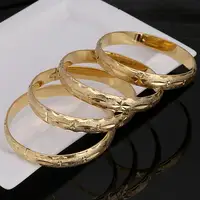 24k Gold Color Bangle for Women Dubai Bride Wedding Ethiopian Bangle Arab Jewelry 1