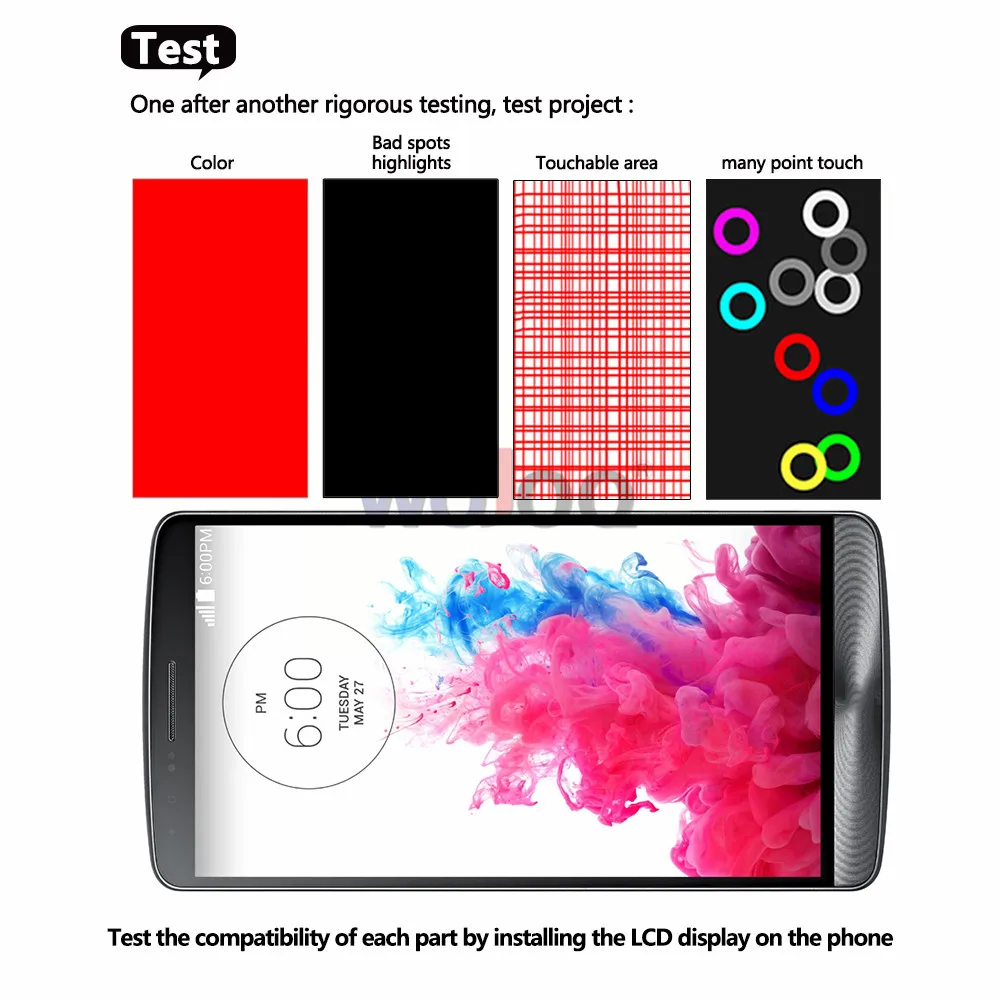 Оригинальный экран 5 дюйма для LG G3 D850 D855 ЖК дисплей кодирующий преобразователь