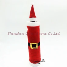 150 компл./лот Рождество Санта Клаус крышка для бутылки с красным вином сумки Рождественский ужин украшение стола дома приходят вечерние декоры
