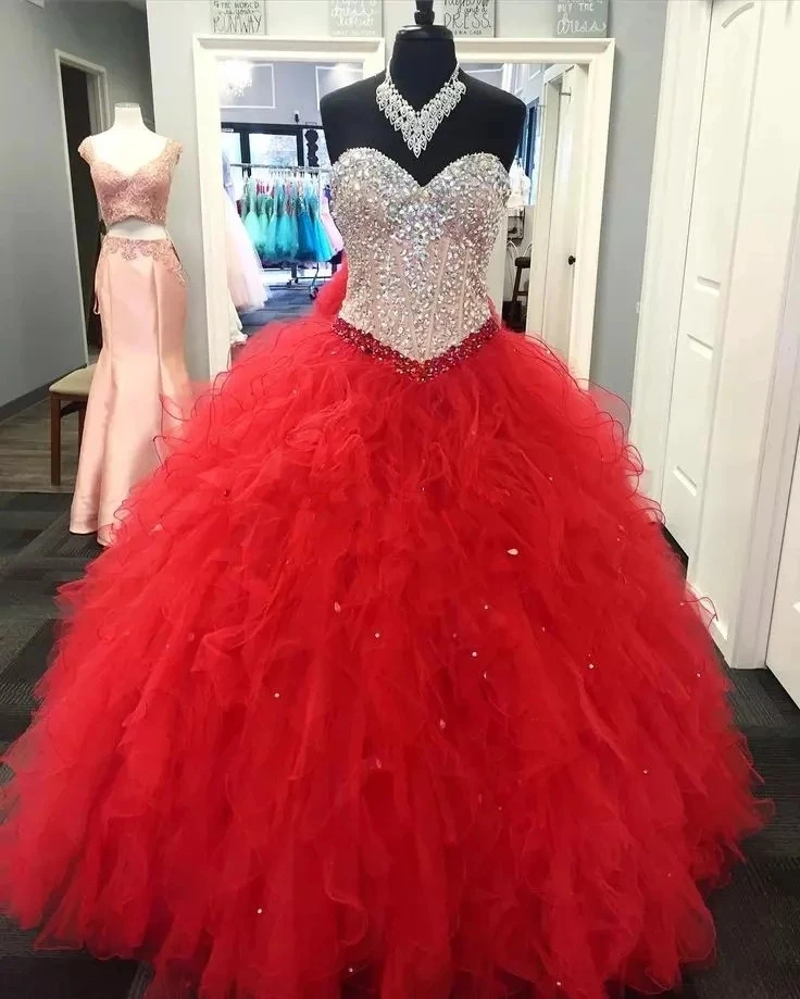 Angelsbridep Sweetheart Ball Gown Quinceanera Dresses 15 Party Sparkly Crystals Organza Masquerade Birthday Gowns Plus Size 2021 | Свадьбы и