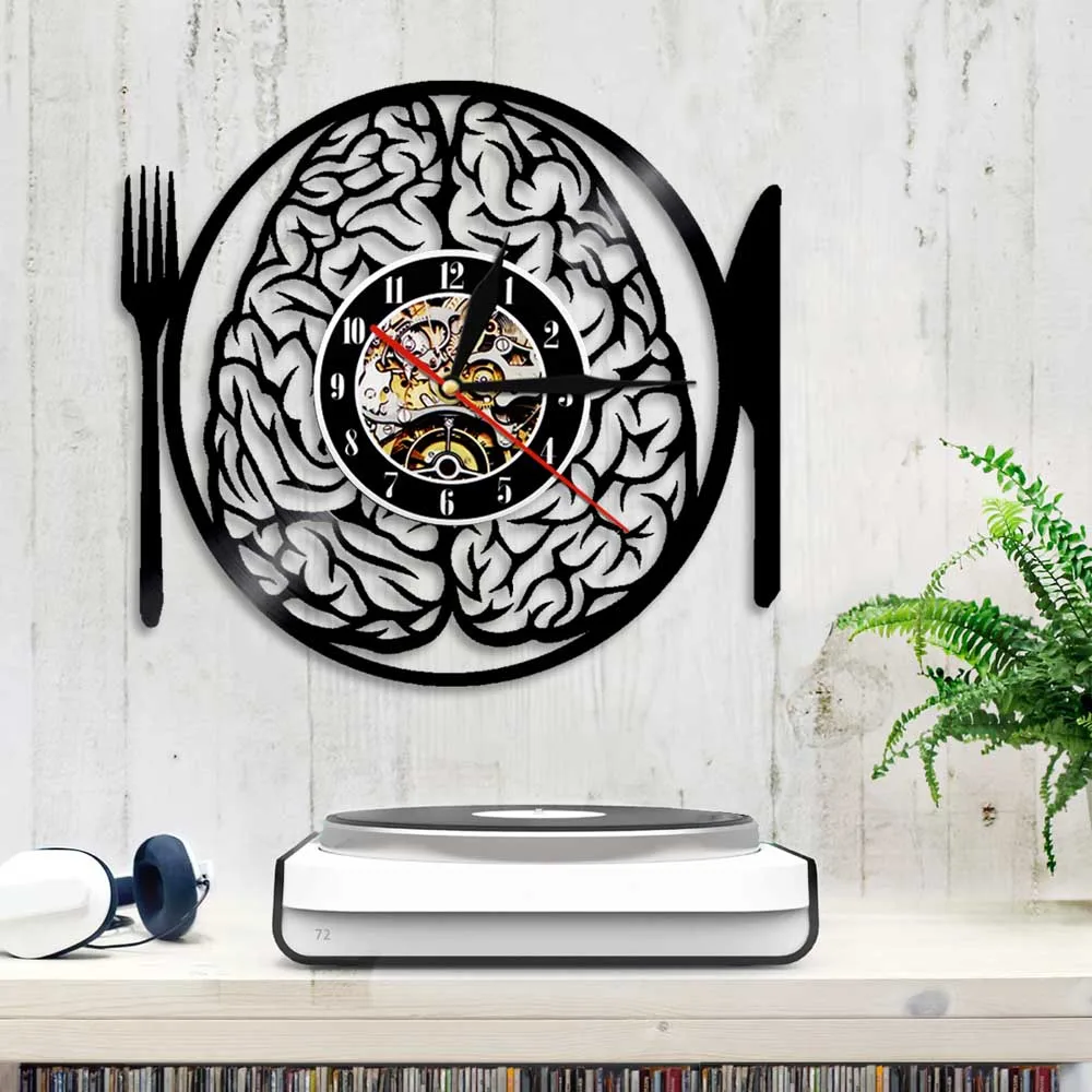 Dont Eat My Brain настенные художественные мозговые часы с столовыми приборами настенные часы нейрон анатомический мозг Виниловая пластинка настенные часы Neuroscience медсестры подарок