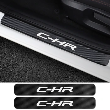 

For Toyota C-HR 4PCS Car Carbon Protector Stickers Auto Door Sills Guards Decals Plate Scratch Protector Car Tuning Accessories