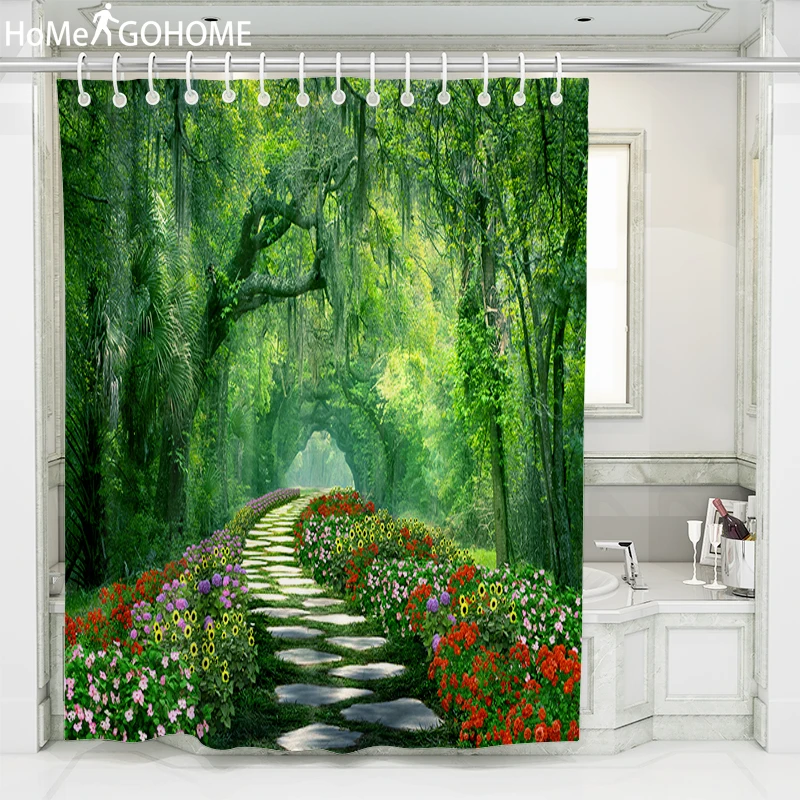 

Forest Trees Print 3D Bath Curtains Waterproof Polyester Fabric Washable Bathroom Shower Curtain Screen cortina de ducha rideau