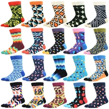 

Men Casual Socks New Combed Cotton Colorful Design Funny Diamond Pattern Argyle Geometric Crazy Happy Socks Street Wear Women