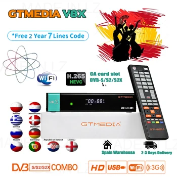 

Hot sale GTmedia V8X DVB-S2/S2X Satellite Receiver Full HD Built-in 2.4G WIFI With CA Card Slot Support free 2Years Europe cline