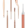 8PCS Set Ear Wax LED Light Pickers Earpick Remover Curette Earwax Cleaner Spoon Ear Care Booger Cleaning Tweezers Forceps Tool 6