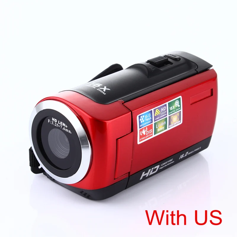 Red US 1080P Цифровая камера HDV видеокамера 16MP 16x зум COMS сенсор 270 градусов 2,7 дюймов TFT ЖК-экран - Цвет: Red US