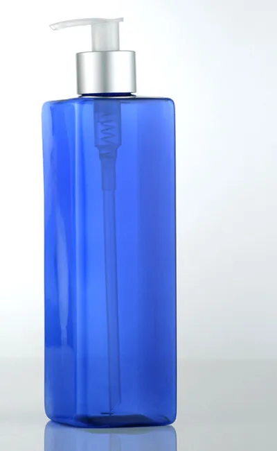 1 шт. 500 мл Квадратная бутылка для лосьона, бутылка для лосьона, прессованная бутылка с электрохимическим алюминиевым левым и правым переключателем - Цвет: blue