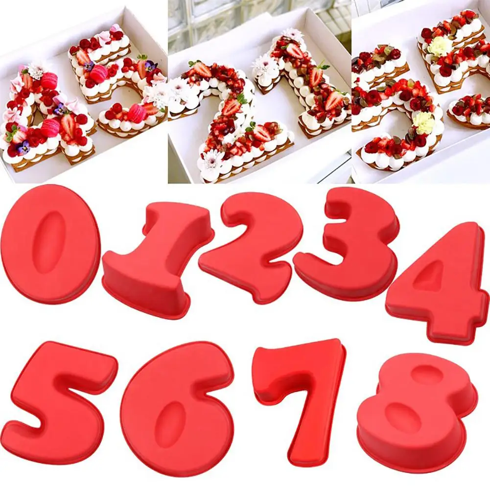 0/1/2/3/4/5/6/7/8 Large Silicone Number DIY Cake Mould Birthday Baking Mold Tool Decor Fondant Tools Wedding Accessories | Дом и сад